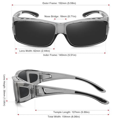 MEETSUN Fit Over Glasses Sunglasses for Men Women,Wrap Around Sunglasses Polarized UV400 Protection - color: A1-clear Gray Frame-gray Lens
