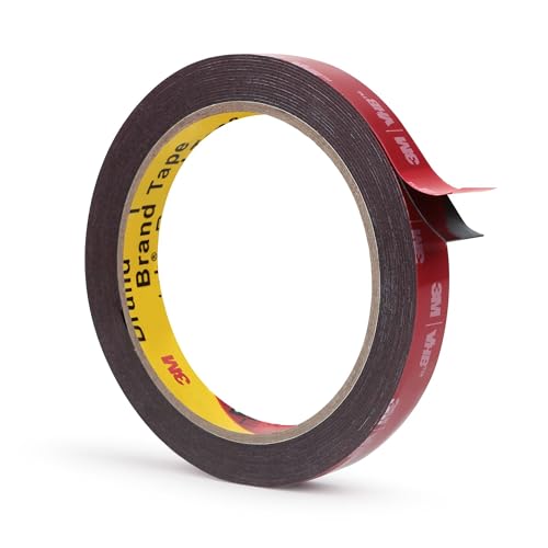 3M Double Sided Mounting Tape 0.5''x15.4Ft 0.043in Thick Black 5952 Heavy Duty Adhesive Waterproof Foam Tape for Car Home Office Deco - color: Black, size: Width 0.5"