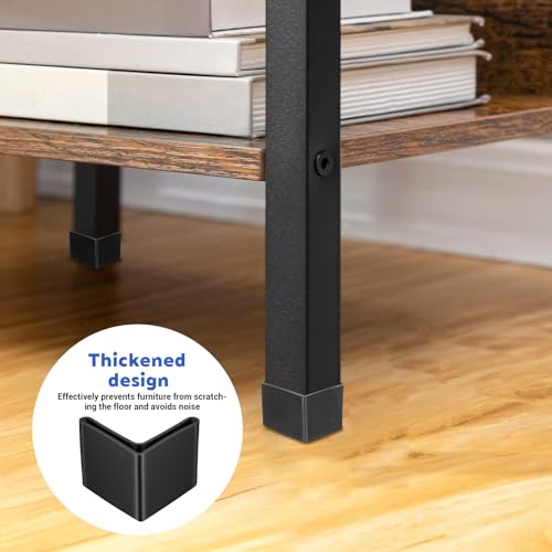 8 Pcs 1-1/2" x 1-1/2" Bed Frame End Caps, L Shape Rubber End Caps for Metal Bed Frame Feet, Anti Slip Noise Reduction Protectors for Metal Leg Shelf Home, Black Corner Guard