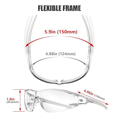 HTS HUNTERSKY ANSI Z87.1 Anti-Fog Clear Safety Glasses Pickleball Youth Baseball Lab Chemistry Goggles Scratch Resistant - color: Clear-light Grey-2 Pieces