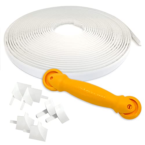 Instatrim Flexible Self-Adhesive Trim Bundle with Applicator - Caulking Kit with 50ft White 3/4" Wide Caulk Strip, 6 Corner Pieces, & Applicator Tool - InstaTrim The Original Flexible Trim - color: White, size: 3/4 x 50 Project Kit
