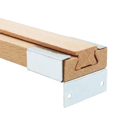 Wood Drawer Slides 4PCS 16 Inch Wooden Drawer Rails Classic Wood Center Guide Track with Metal Slide Glides Bracket Drawer Glides Rails Replacement Kit
