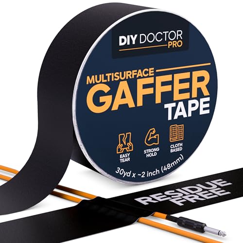 DIY Doctor Pro Professional Gaffer Tape 2inch (48mm) - Matte Cloth Adhesive for Multi-Purpose Use - 72 Rolls - size: 72 Pack