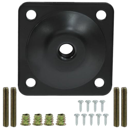 Set of 4 Leg Mounting Plates Kit, M8 Thread Furniture Sofa Legs Attachment Plates T-Plate for Repairing Damaged Sofa Couch Seats, with Hanger Bolts, Screws (Black) - color: Black, size: 5/16" (M8) -No Angle