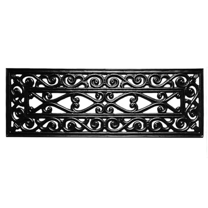 Ottomanson Outdoor Rubber Stair Treads – Scroll Latice Heavy-Duty Non-Slip Stair Mats – Best Grip on Concrete, Brick & Textured Step – Fastening Recommended for Wooden & RV Steps, Pack of 5 - color: Black Scroll Lattice