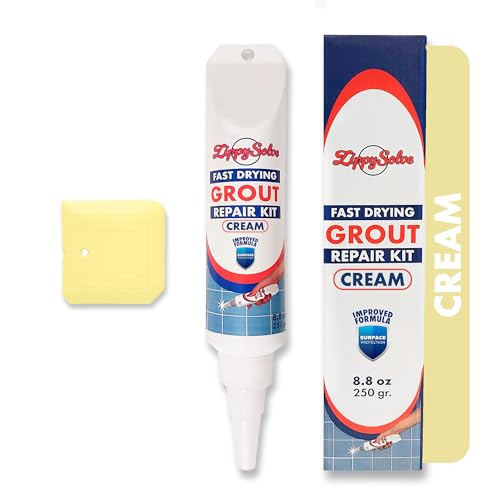 Tile Grout, Repair Kit, Restore & Renew Tile Joints Line, Fast Drying Tile Grout Paint Squeeze Tube for Bathroom Shower Kitchen Floor, Waterproof (8.8 oz, Cream) - style: Cream