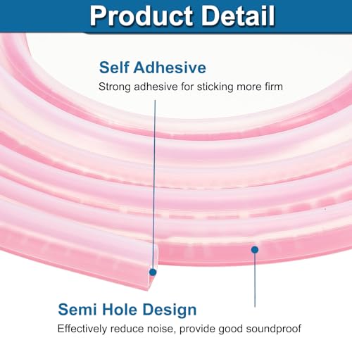 PATIKIL Silicone Weather Stripping Door Seal, 9.8 ft D Shape Weather Stripping Self Adhesive Door Seal Strip for Door Frame, Window Sealing, Large Gap, 25/64" Wx5/128 Tx25/64 H, Clear/Red - size: 9.8 ft Long, 25/64"Wx5/128"Tx25/64"H