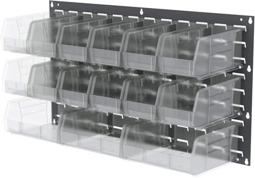 Akro-Mils 30230 AkroBins Plastic Storage Bins, Space-Saving Stackable Bins for Garage, Pantry, Craft Organization, 11" x 5" x 5", Clear, 12-Pack - color: Clear