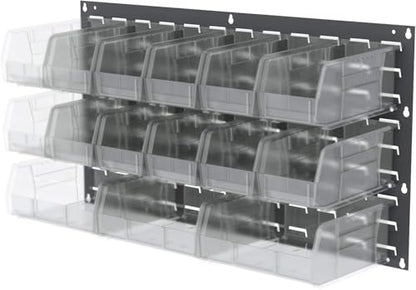 Akro-Mils 30230 AkroBins Plastic Storage Bins, Space-Saving Stackable Bins for Garage, Pantry, Craft Organization, 11" x 5" x 5", Clear, 12-Pack - color: Clear