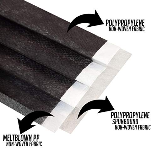 Disposable 50 PCS Face Mask Made in USA 3-Ply Breathable Mouth Cover Protection - color: Black, size: 50 Count (Pack of 1)