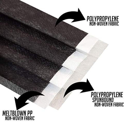Disposable 50 PCS Face Mask Made in USA 3-Ply Breathable Mouth Cover Protection - color: Black, size: 50 Count (Pack of 1)