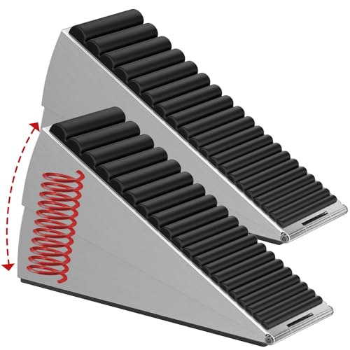 Optish 2 Pack Heavy Duty Door Stopper, Adjustable Spring Large Stopper, 3 Inches High Tall Wedge Stoppers for Bottom of Door, Door Stop Suits Any Heavy Door - color: Silver