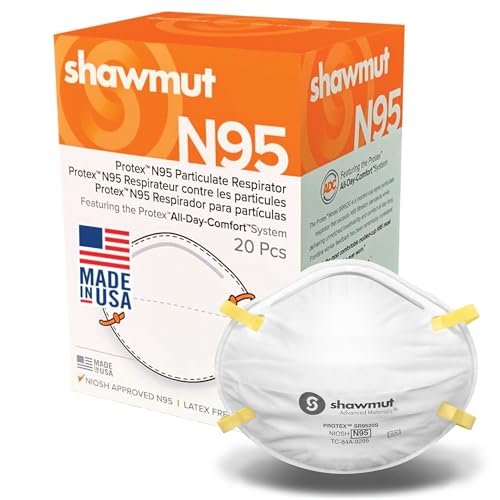 Shawmut Protex™ N95 Mask Particulate Respirators NIOSH Approved Made in the USA, Protective Face Mask, SMALL size, 1 Pack of 20 (Approval Number TC-84A-9295 / Model SR9520S) - style: Smaller Size (Pack of 20)