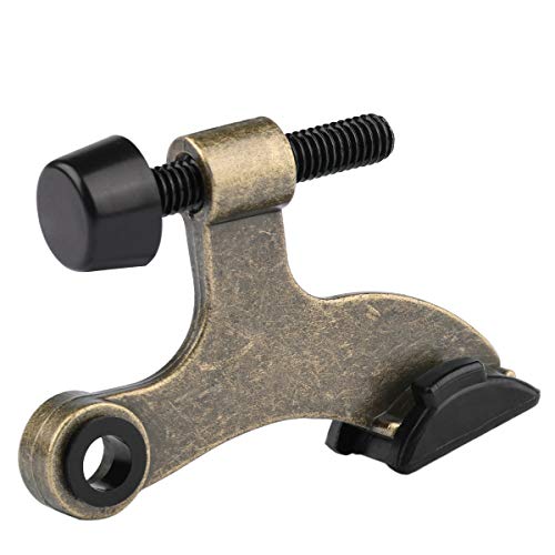 HOMOTEK 8 Pack Hinge Pin Antique Brass Door Stopper,Adjustable Deluxe Heavy Duty Door Stopper 2-1/2"x1-3/4”,with Black Rubber Bumper Tips - color: Antique Brass, size: 8 Pack