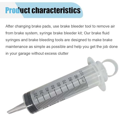 Brake Bleeder Kit, Motorcycle Brake Clutch Bleeder Tool with 100ML Syringe 50cm Hose, Hydraulic Disc Motorbike Scooter Oil Fluid Extractor Brake Bleeding Kit, Universal Brake Fluid Bleeder Kit
