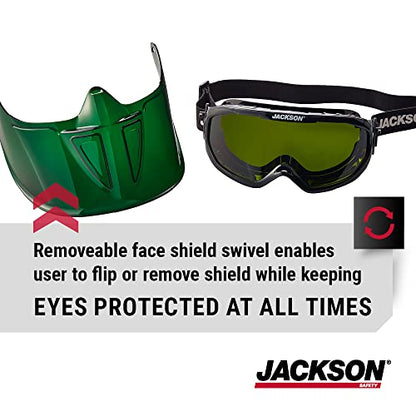 Jackson Safety GPL Series Safety Goggles with Detachable Flip-Up Face Shield - Anti-Fog Goggles for Men and Women, Fits Over Glasses - ANSI Z87.1 - Shade 5 IR Lens - style: Shade 5 Infrared Lens
