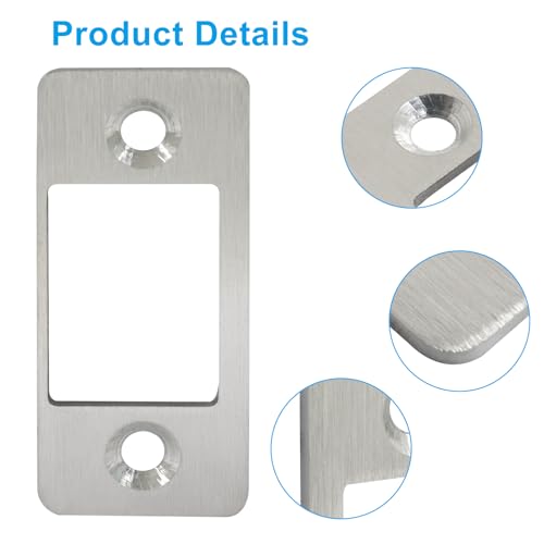 1 Pack Deadbolt Restorer Strike Plate - Heavy Duty Stainless Steel Lock Repair Kit with Wood Dowel Strips & 4 Screws, Fix Misalignment/Jamming for Home, Office, Apartment (Silver) - color: Silver