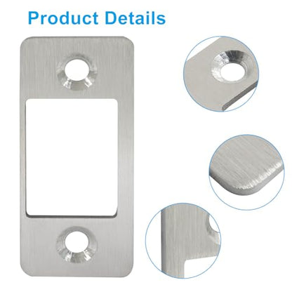1 Pack Deadbolt Restorer Strike Plate - Heavy Duty Stainless Steel Lock Repair Kit with Wood Dowel Strips & 4 Screws, Fix Misalignment/Jamming for Home, Office, Apartment (Silver) - color: Silver