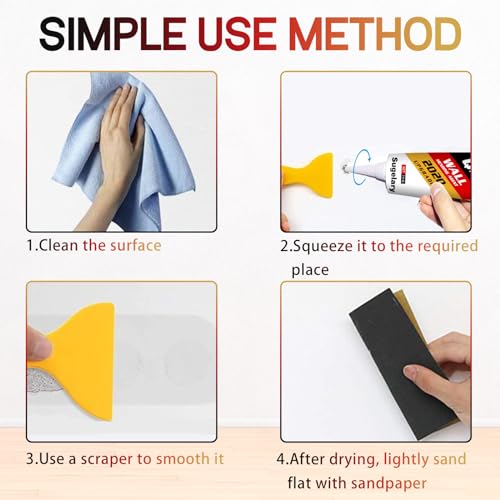Sugelary Drywall Patch Repair Kit with Scraper, Wall Spackle Repair Paste, Wall Mending Agent Quick and Easy Solution to Fill the Holes for Home Wall, Plaster Dent Repair and Wood Scratch Repair - color: 1 Pack