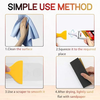 Drywall Patch Repair Kit with Scraper, Wall Spackle Repair Paste, Wall Mending Agent Quick and Easy Solution to Fill the Holes for Home Wall, Plaster Dent Repair and Wood Scratch Repair - color: 2 Pack