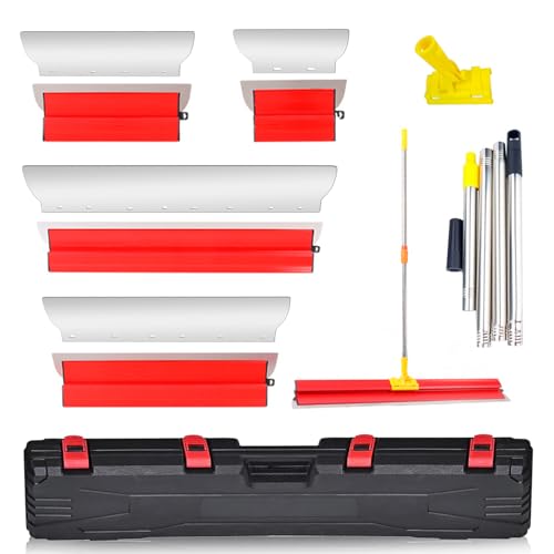Drywall Tools Skimming Blade Set with Extension Handle and Transport Case - Two Sets of 10"" 15"" 24"" & 31"" Thickened Blades, Professional Drywall Finishing Tools for Drywall/Wallboard