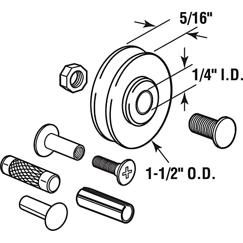 Prime-Line D 1799 1-1/2 In. Patio Door Roller Replacement Kit (2 Pack) - size: 1-1/2 in.