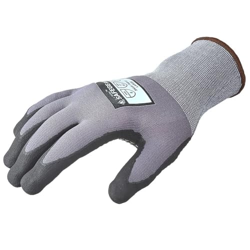 J. J. Keller SAFEGEAR Nitrile Micro-Foam Dotted Gloves – 3 Pairs, Oil-Repellent, Touchscreen, ANSI/ISEA Compliant - size: Large