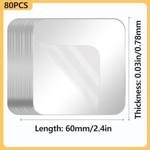 80PCS Heavy Duty Double Sided Adhesive Mounting Square Tape, Waterproof Strong Clear No Residue Removable Tape for Hanging, Wall Mounting, Home Decor & Shower - size: 80Pcs