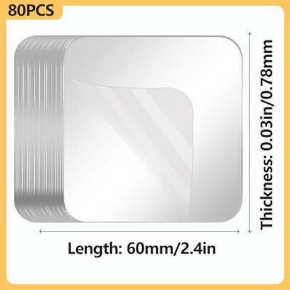 80PCS Heavy Duty Double Sided Adhesive Mounting Square Tape, Waterproof Strong Clear No Residue Removable Tape for Hanging, Wall Mounting, Home Decor & Shower - size: 80Pcs