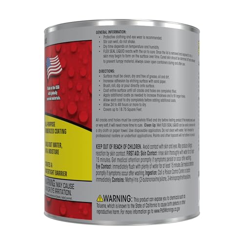 Flex Seal Liquid, Rubber Coating Sealant, Waterproof, Flexible, Breathable, and UV Resistant, Roof Repair, Basements, RV, Campers, Trailers, Marine, EPDM, Masonry, Clear, 16 oz
