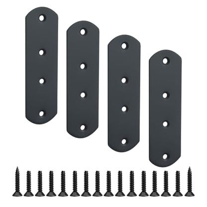 Alise 4 Pcs Flat Straight Brace Brackets Mending Plates Repair Fixing Bracket,125x38mm Stainless Steel Matte Black - color: Matte Black, size: 125mmX38mm