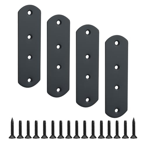 Alise 4 Pcs Flat Straight Brace Brackets Mending Plates Repair Fixing Bracket,125x38mm Stainless Steel Matte Black - color: Matte Black, size: 125mmX38mm