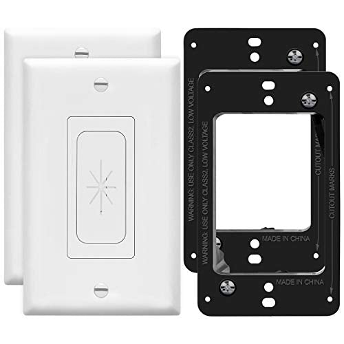 TOPGREENER Flexible Rubber Wall Grommet Insert with Decorator Wall Plate & Mounting Bracket, Pass Through Plate for Low-Voltage Cables, Mid-Size 1-Gang 4.88" x 3.11", TG8901MB-2PCS, White, 2 Pack - color: White, size: Mid-Size