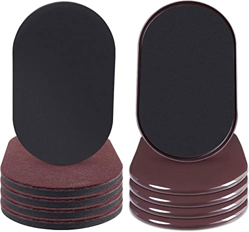 Ezprotekt Large Furniture Sliders for Carpet and Hardwood Floors, 8 Pack 9-1/2" x 5-3/4" Reusable Oval Heavy Duty Furniture Moving Pads, 4 Pcs Hard Floor Felt Sliders+4 Pcs Carpet Sliders (Brown) - color: Brown, size: 5 3/4" X 9 1/2"