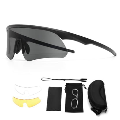 Polarized Protective safety Sunglasses UV400, Lightweight Wraparound Shooting Sports Glasses for Men Women - color: Matte Black