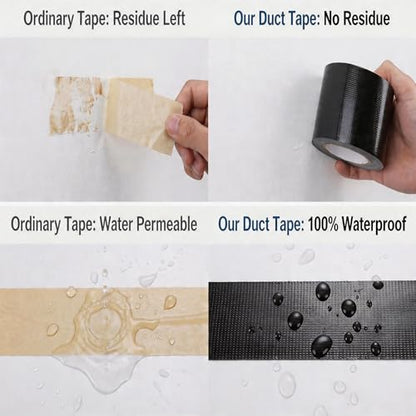 Heavy Duty Duct Tape, 7 Inch x 33 Feet Multi-Purpose Tape Super Strong Waterproof Duct Tape for Crafts & Home Improvement, Black - color: Black, size: 7"