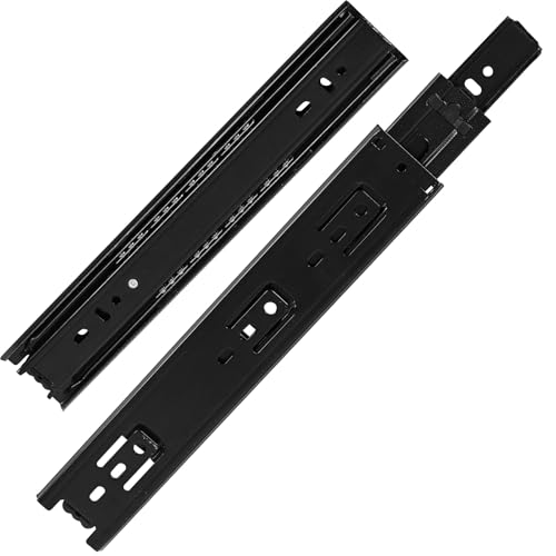 10 inch Drawer Slides 1Pairs (2pcs) Black Full Extension Ball Bearing,3 fold Metal Dresser Runners 100 LB Load Capacity Side Mount File Cabinet Rails - size: 1 Pairs