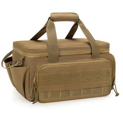 Rexmica 14-Inch Tool Bag with Anti-friction Bottom, Hand Tool Storage Organizer for Men, Tactical Range Bag, Multi-purpose Work Tote for Repairman, Carpenters, Handyman, Khaki