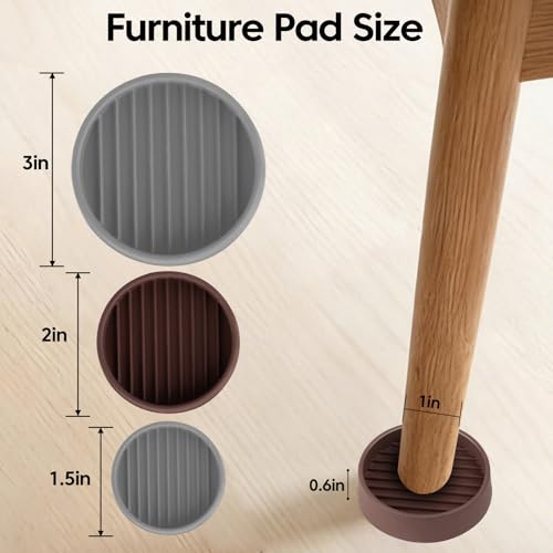 Rubber Non-Slip Furniture Pads-8 PCS 2 inch Furniture Casters Cup for Hardwood Floors, Rubber Feet Floor Protector for Bed Sofa Table and Chair Stopper (Round, Brown) - size: 8PCS 2" x 2" Brown