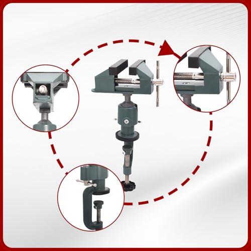 findmall Universal Table Vise 3" Aluminum Swivel Bench Vise 360 Degrees Rotating Fit for Holding Small Parts in Jewelry Hobby Model Making Electronics and More - color: Green