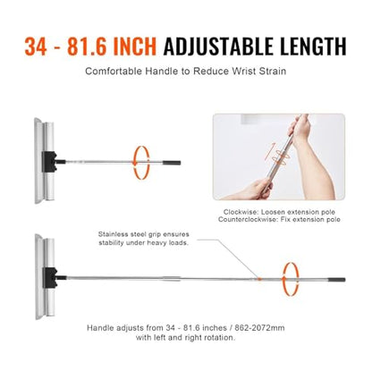 Drywall Skimming Blade Set, 7/10/14/16/24in Skim Coat Tools with Extension Pole, Stainless Steel Putty Knives for Gyprock, Plasterboard Wall Repair