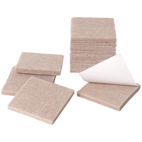 Beige Square Self Stick Furniture Pads, Non Slip Anti Scratches Felt Pads Floors Protector, 12 PCS, 2 Inch * 2 Inch - size: 2 Inch * 2 Inch