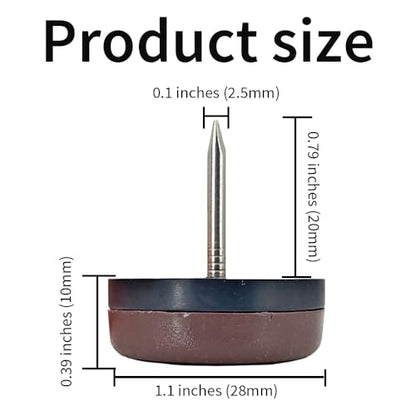 16pcs Nail on Furniture Glides 1.1 Inch (28mm) Diameter Double Thick Nylon Brown Chair Leg Floor Protectors Furniture Sliders Pads Table Foot Gliders for Hardwood Carpet and Tile Floors - size: 1.1 Inch (28mm)-Brown-16P