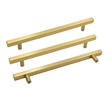 Goldenwarm 25 Pack Gold Cabinet Handles 8"(204mm) Brushed Brass Cabinet Pulls T Bar Drawer Pulls for Kitchen Cupboard & Drawer Hardware - color: Gold, size: 8 Inch Hole Center