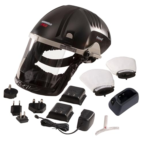 Trend Airshield Pro Respirator & Face Shield Bundle with Additional Battery Charging Cradle & 8-Hour Rechargeable Battery, AIR/PRO/D6, Black - style: Mask & Battery & Cradle