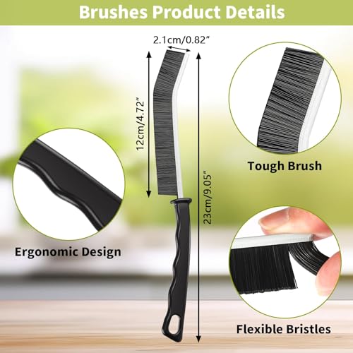Crevice Cleaning Brush,Multifunctional Cleaning Brush Tool,Bathroom Gap Brush,Grout Brush,Hard Bristle Cleaning Brushes for Household Use Tiles Kitchen Sink Cleaning Supplies with Extra Gift Hooks - color: Black02