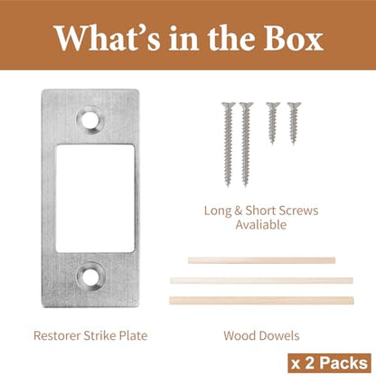 Deadbolt Restorer Strike Plates 2 Pack, Narrow-Side and Large Hole to Allow Dead Bolt to Pass Freely, Dead Lock Catcher Strikers (2, Silver) - color: Silver, size: Small: 2-1/4" X 1" (2 Pack)