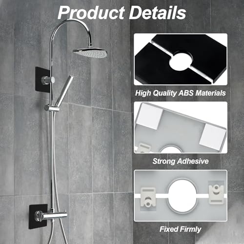 2PCS Shower Arm Flange, Plastic Square Escutcheon Plate Black Plates Self-Adhesive Plumbing Cover Plates for Covering Gaps Holes, for 20mm/0.78 Inch Diameter Pipe