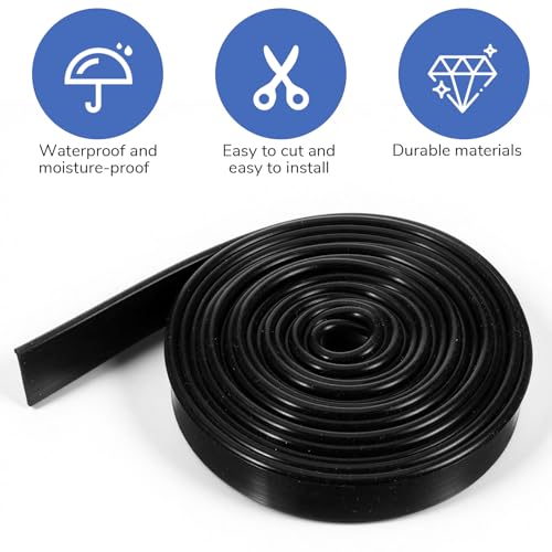 Framed Shower Door Bottom Seal Shower Bottom Waterproof Door Rubber Sweep Trim 118 Inch Black Silicone Waterproof Trim Sweep Replacement Seal for Home Bathroom Showers, Tee Insert Shape