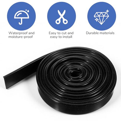 Framed Shower Door Bottom Seal Shower Bottom Waterproof Door Rubber Sweep Trim 118 Inch Black Silicone Waterproof Trim Sweep Replacement Seal for Home Bathroom Showers, Tee Insert Shape